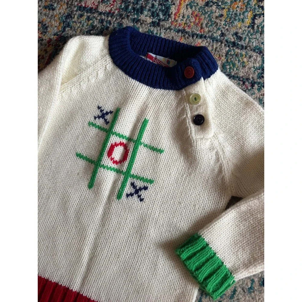Vintage 90s Young Set Tic‎ Tac Toe Sweater Size 4T Kidcore Play